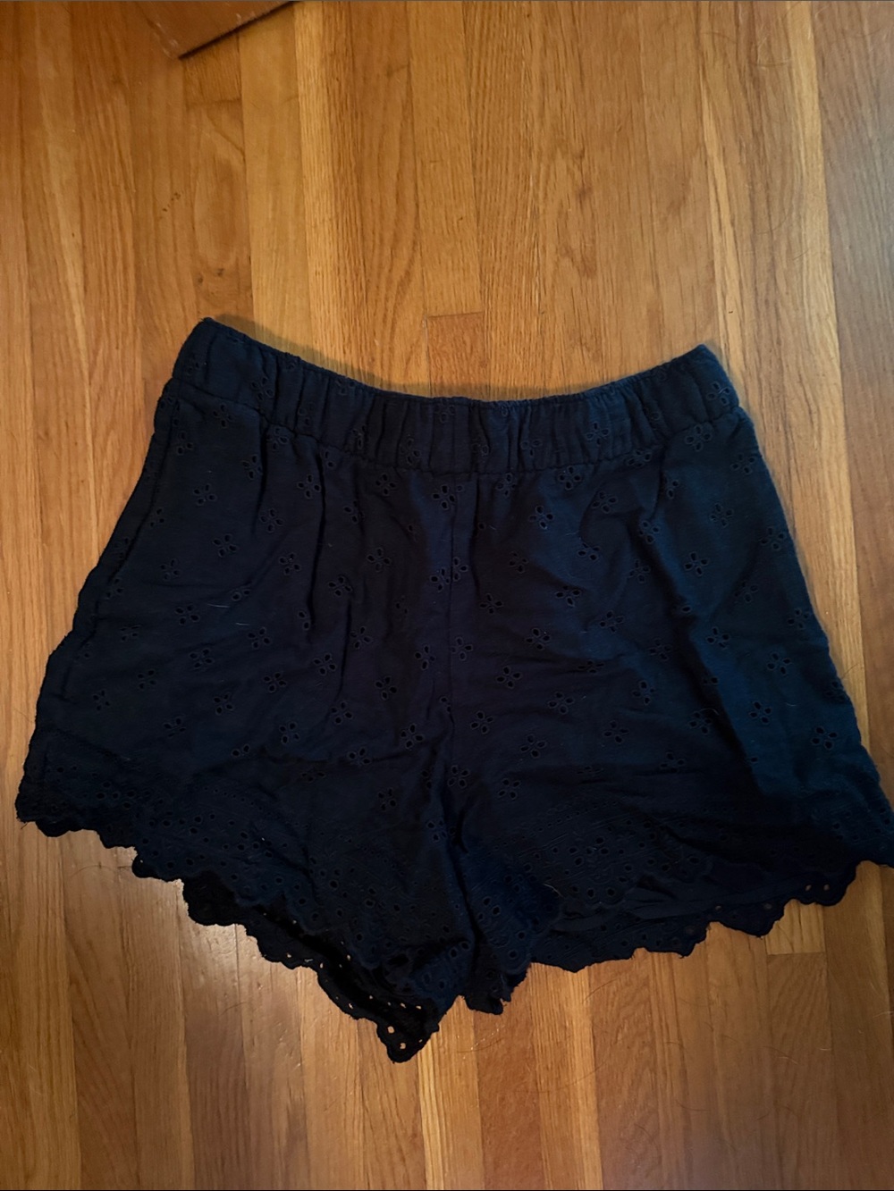 Abercrombie & Fitch Black Eyelet High-Waist Shorts
